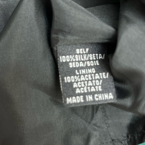 Tibi Shift Dress Size 10 Geometric Pattern Black White Teal 100% Silk Business - Picture 7 of 16